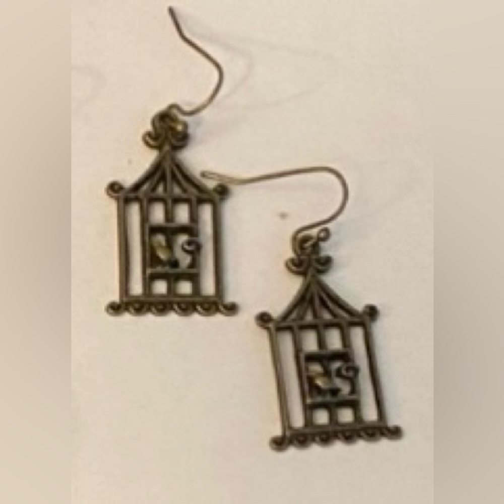 NEW brass Birdcage earrings